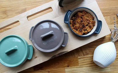 Mahlzeit Mini Cocotte Set mit Holzständer | 3 x 250 ml | Gusseisen 3er Set Serviertöpfe | emailliert