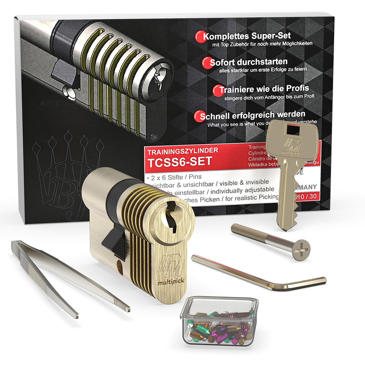 MULTIPICK Trainingszylinder Lockpicking Set - [inkl. 50-tlg. Pinning-Kit] Lock Picking Tool - variab