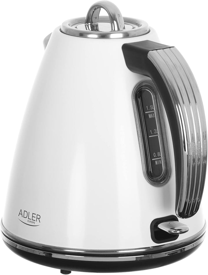 Adler AD 1343 Elektrischer Wasserkocher aus Metall 1,5 L 2200W Retro Design Strix Sicherheitskontrol