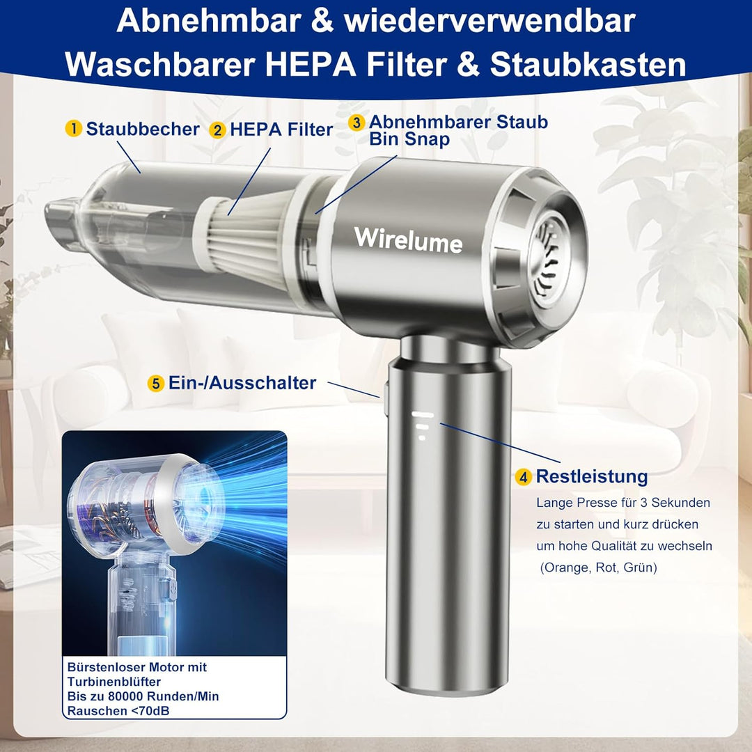 Handstaubsauger akku Auto kabellos 4 in 1 autostaubsauger Mini Staubsauger 22,000 Pa Starke Zyklon-S