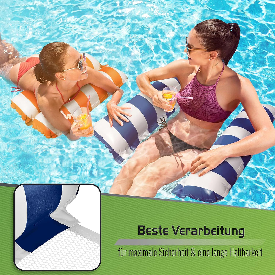 Balinco – Aufblasbare Wasserhängematte Luftmatratze mit 2 Luftkammern & Nylon Netz für Pool – Floati