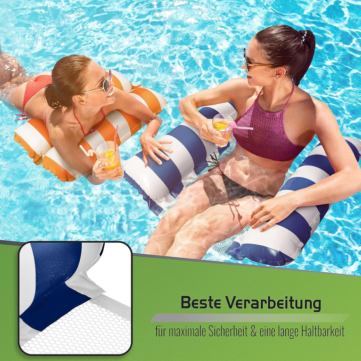 Balinco – Aufblasbare Wasserhängematte Luftmatratze mit 2 Luftkammern & Nylon Netz für Pool – Floati