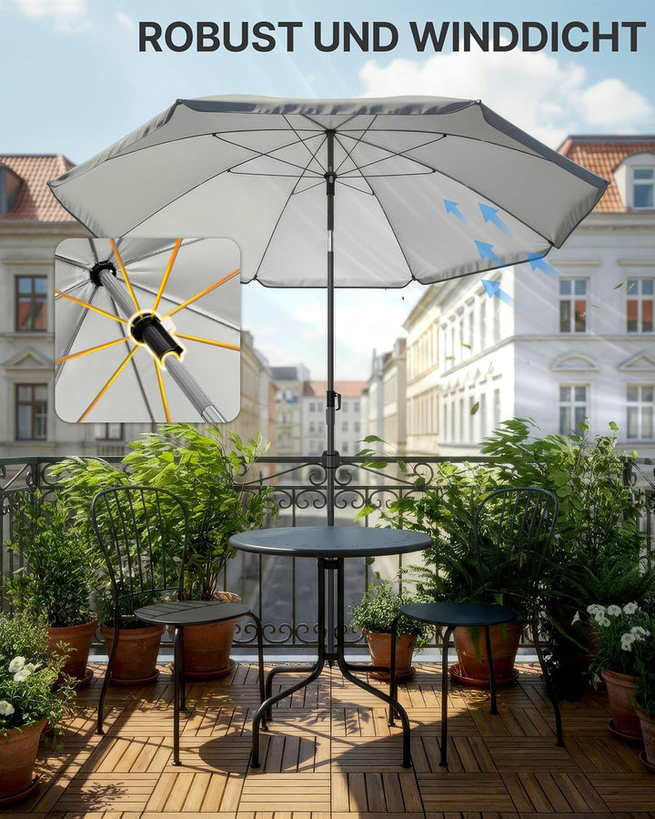 4smile Sonnenschirm Strand Ø 200 cm, Anthrazit, Sonnenschirm Balkon | Strandschirm windfest stabil,