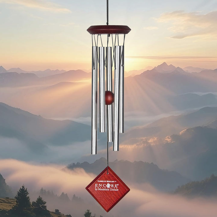 Woodstock Encore Collection Windspiel Chimes of Mercury, silber Silber / Schwarz 35,6 cm, Silber / S