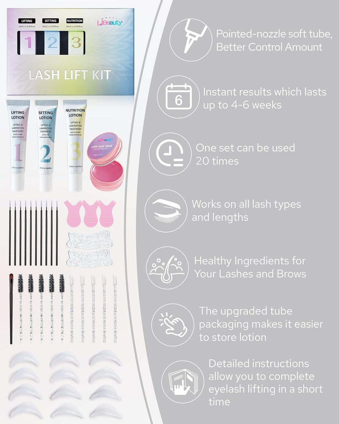 Libeauty Wimpernlifting Set & Brow Lifting Kit, Wimpern Lifting Kit mit Tube Design, Einfache Anwend