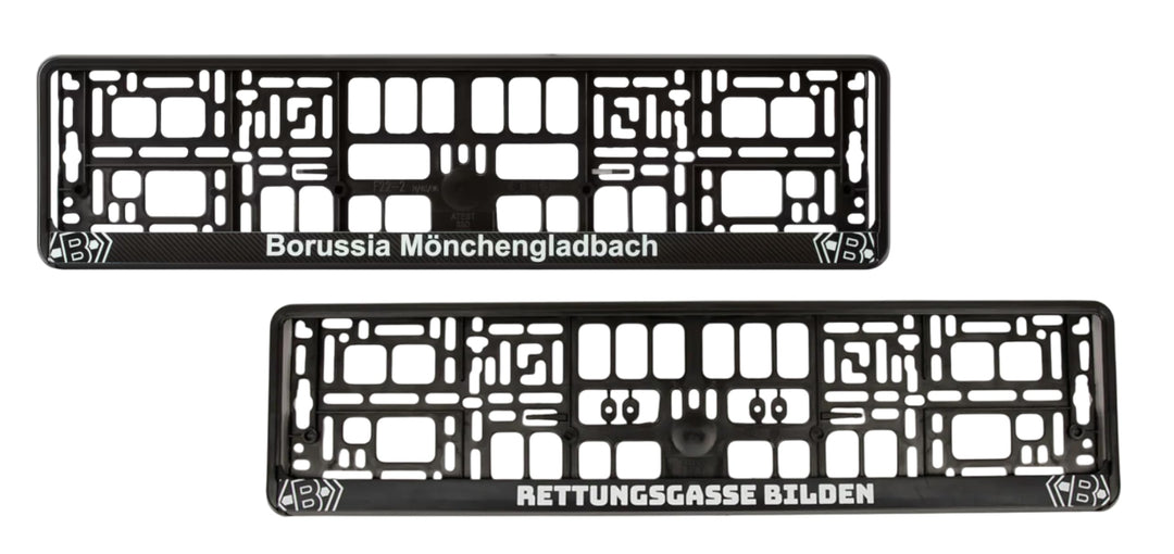 Borussia Mönchengladbach K Kennzeichenrahmen 2er Set - 1 x Rettungsgasse + 1 x Classic Logo - Kennze