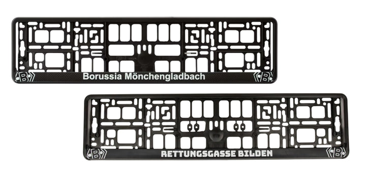 Borussia Mönchengladbach K Kennzeichenrahmen 2er Set - 1 x Rettungsgasse + 1 x Classic Logo - Kennze