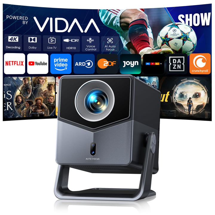 Beamer 4K [Schnellste VIDAA OS] Kompatibel mit Netflix & Dolby Audio, 1400ANSI 1080P Smart Beamer He