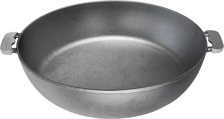 Servierpfanne Bräter aus Gusseisen 36 cm mit Deckel + Pfannenwender Induktion Bratpfanne Braten Brat