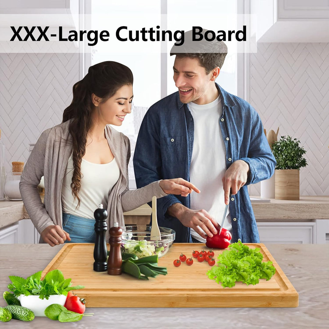 Extra grosses XXXL Bambus-Schneidebrett, 61 x 40.6 x 3.2 cm, zum Schneiden von Truthahn, Fleisch, Ge