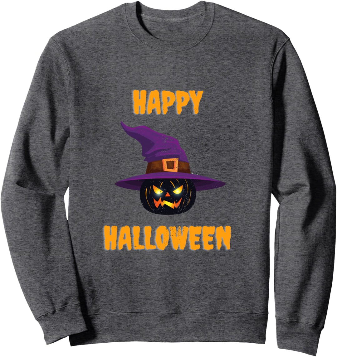 Lustige Halloween Geschenke schwarze Katze Kostüm Hexenhut Sweatshirt
