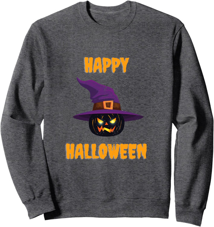 Lustige Halloween Geschenke schwarze Katze Kostüm Hexenhut Sweatshirt
