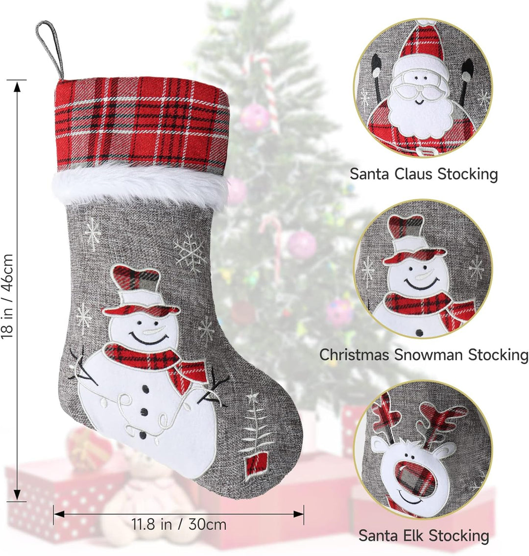 LOMOHOO Weihnachtsstrumpf 3er Set 46cm Grossen Nikolausstiefel Nikolausstrumpf für Weihnachtsdeko,We