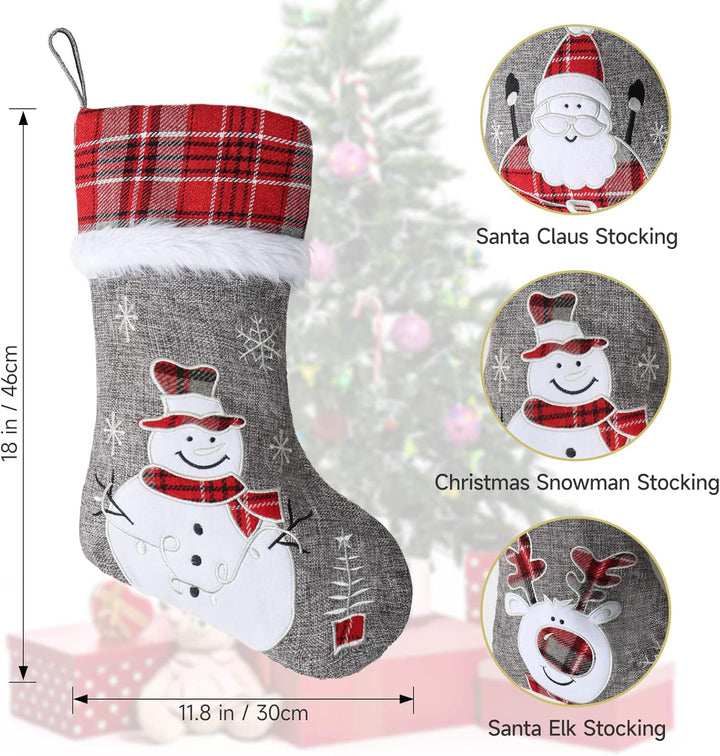 LOMOHOO Weihnachtsstrumpf 3er Set 46cm Grossen Nikolausstiefel Nikolausstrumpf für Weihnachtsdeko,We