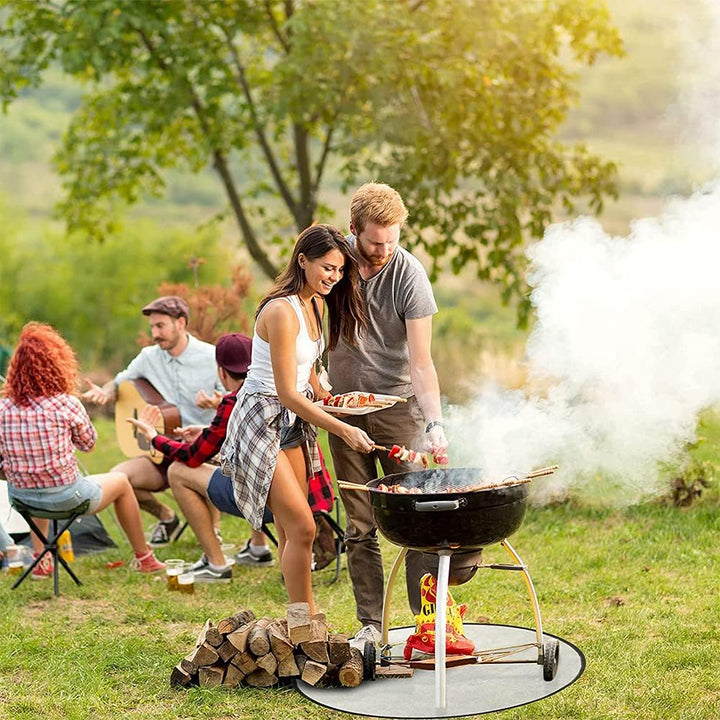 Qanye 24 Zoll Runde Feuerstelle Matte, Feuerstelle Matte, Grill Feuerfeste Unterlage, Feuerfeste Unt