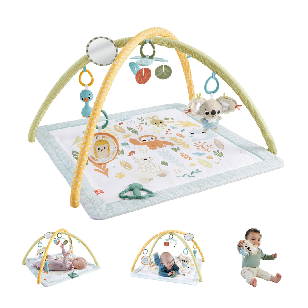 Fisher-Price Simply Senses Sensorische Erlebnisdecke - mit Plüsch-Koala, Spiegel, Rassel, Beissring