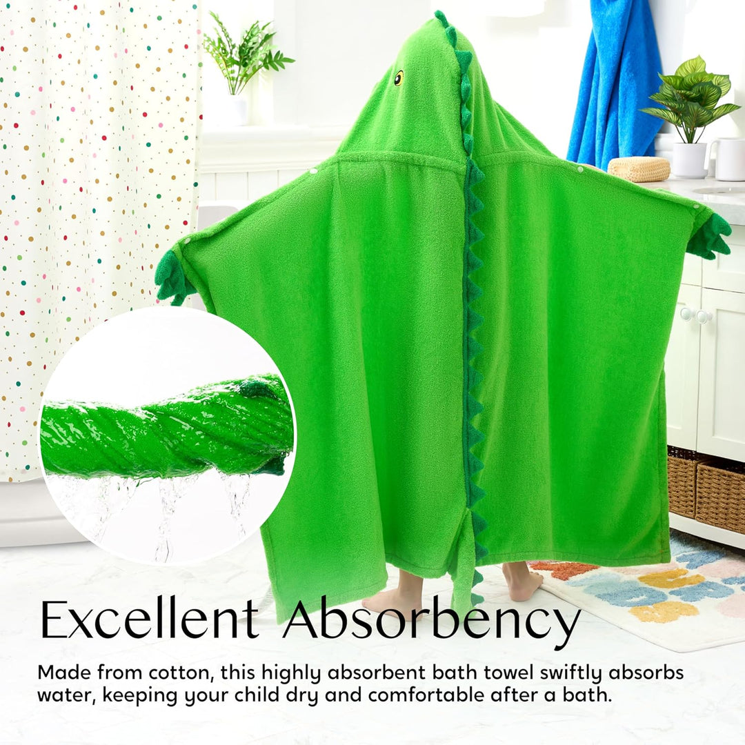 Joiedomi Dinosaur 127 x 77 cm Kapuzenhandtuch für Kinder - Weiches Baumwoll-Badetuch -für Kinder von