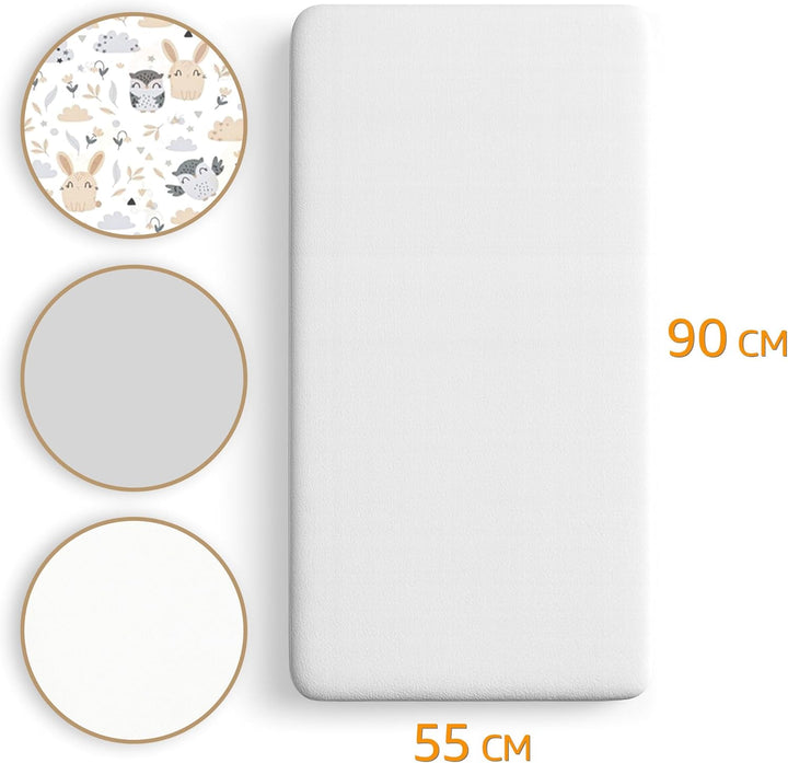 Spannbettlaken Kinderwagen stubenwagen für Babybett 3er Set: 90 x 55 cm - 2X Bezug mit 1x Wasserdich