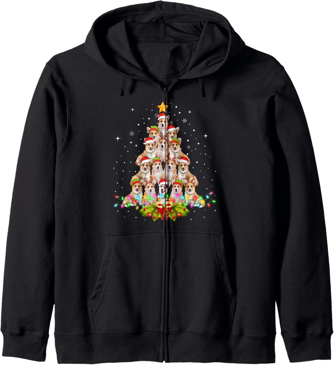 Corgi Dogs Tree Weihnachtspullover für Hunde Kapuzenjacke
