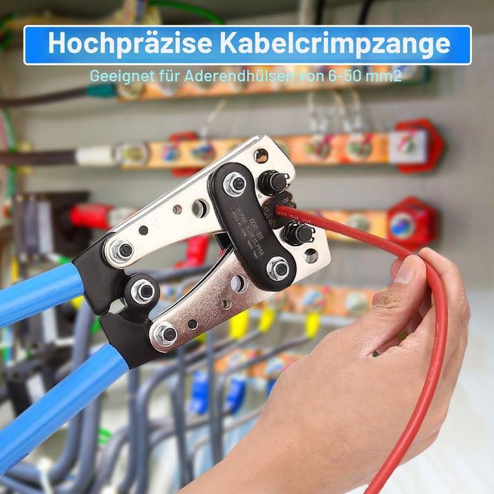 Crimpzange Kabelschuhe Set, Rohrkabelschuh Zange 6-50mm², Kabelschuh Presszange, Crimpzange Kabelsch