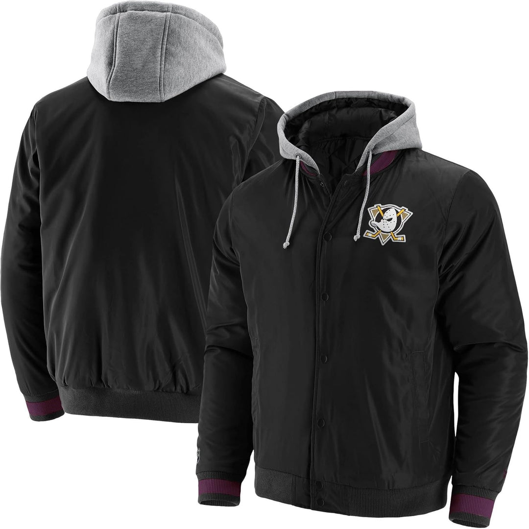 Fanatics Anaheim Ducks Black NHL Sateen Jacket XL Jacket-Ducks-Black-#27617, XL Jacket-Ducks-Black-#