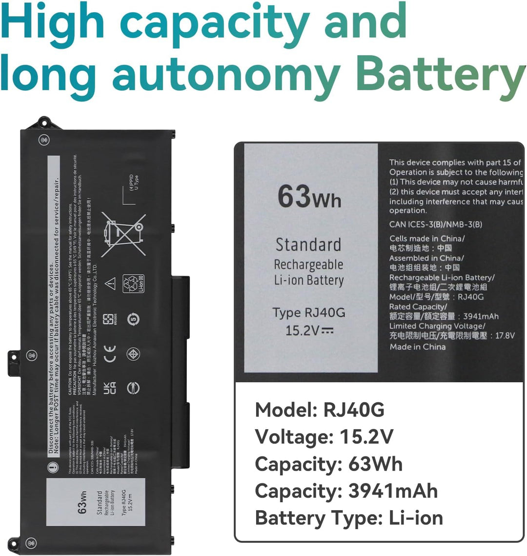 K KYUER 63Wh RJ40G Laptop Akku für Dell Latitude 14 5420 Latitude 15 5520 Precision 15 3560 Mobile W