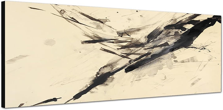 Paul Sinus Art Panoramabild auf Leinwand und Keilrahmen 150x50cm Papier Malerei gelb schwarz abstrak