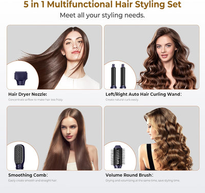 UKLISS Airstyler 5 in 1 Hairstyler Luft-Lockenstab Ionen Haartrockner Warmluftbürste Multistyler 5 i