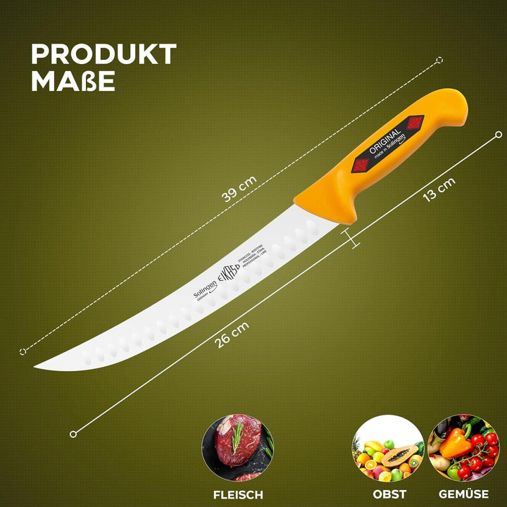 EIKASO Solingen Zerlegemesser mit Kullen 26cm scharfe Klinge Fleischmesser Küchenmesser aus Molybdän