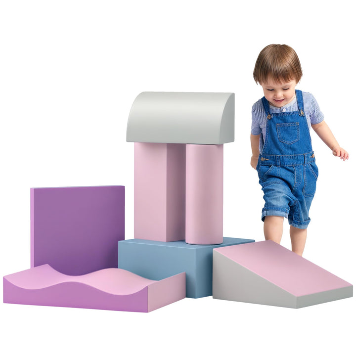 HOMCOM 7 TLG. Schaumstoff Bausteine Kinder Softbausteine Toben & Klettern Bauklötze Weiche Riesenbau