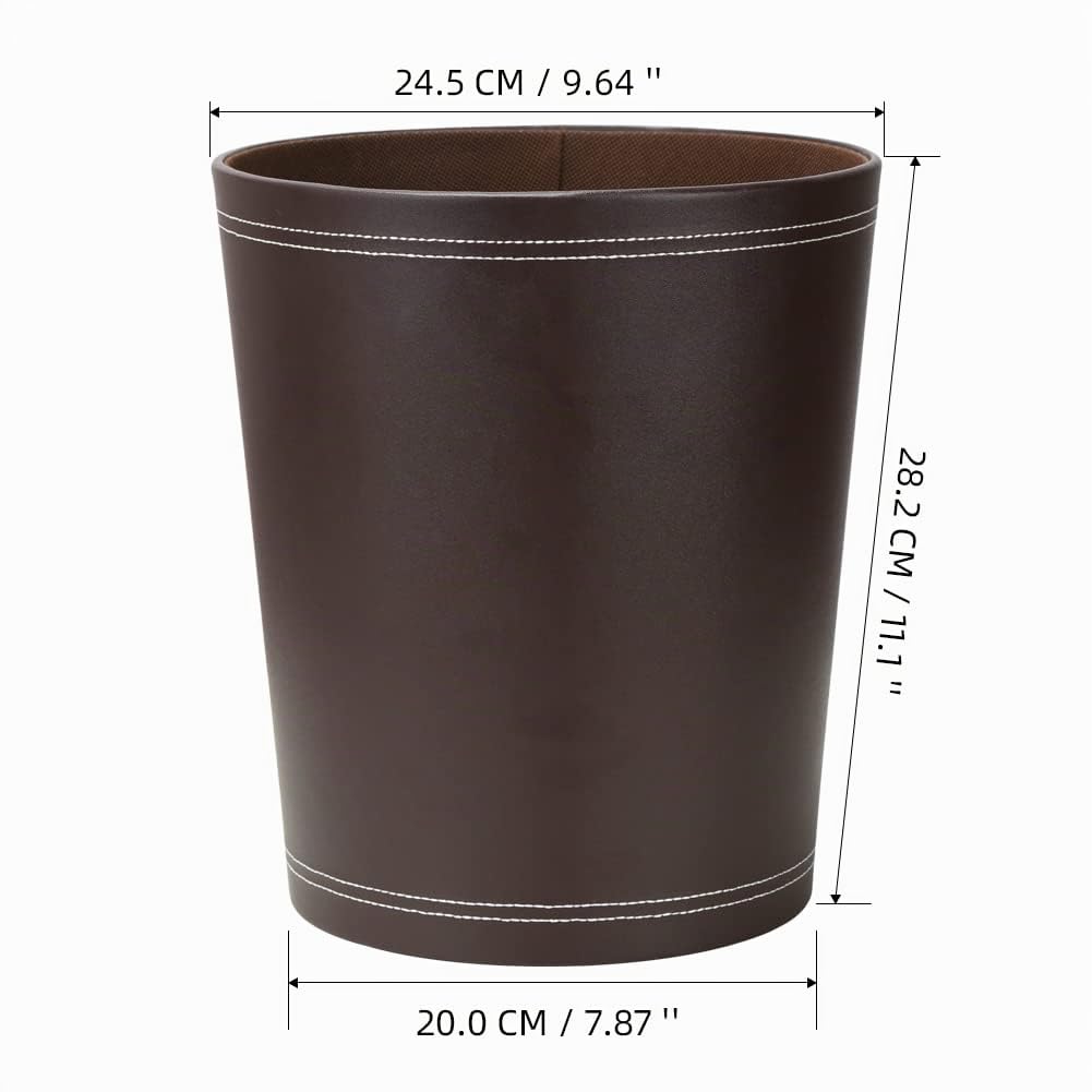 KINGFOM™ Klassisch Leder Papierkorb für Büro/Badezimmer/küche/Schlafzimmer (Braun), Braun