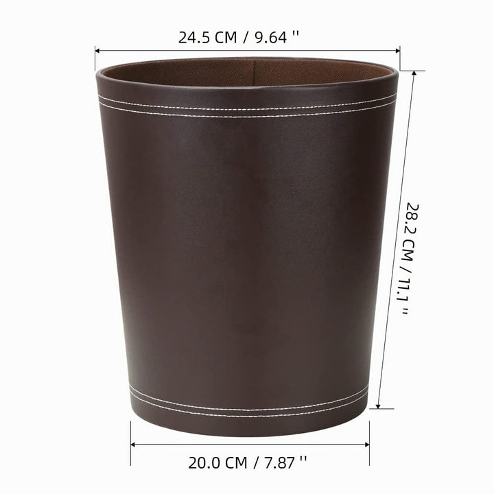 KINGFOM™ Klassisch Leder Papierkorb für Büro/Badezimmer/küche/Schlafzimmer (Braun), Braun