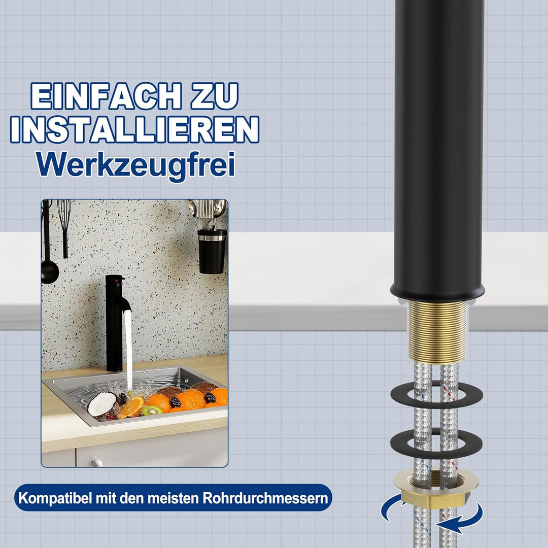 Wasserhahn Küche Schwarz Küchenarmatur mit Auslaufhöhe 20 cm Spülenarmatur Waschtischarmatur Keramik