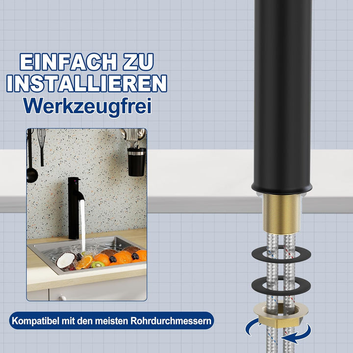 Wasserhahn Küche Schwarz Küchenarmatur mit Auslaufhöhe 20 cm Spülenarmatur Waschtischarmatur Keramik
