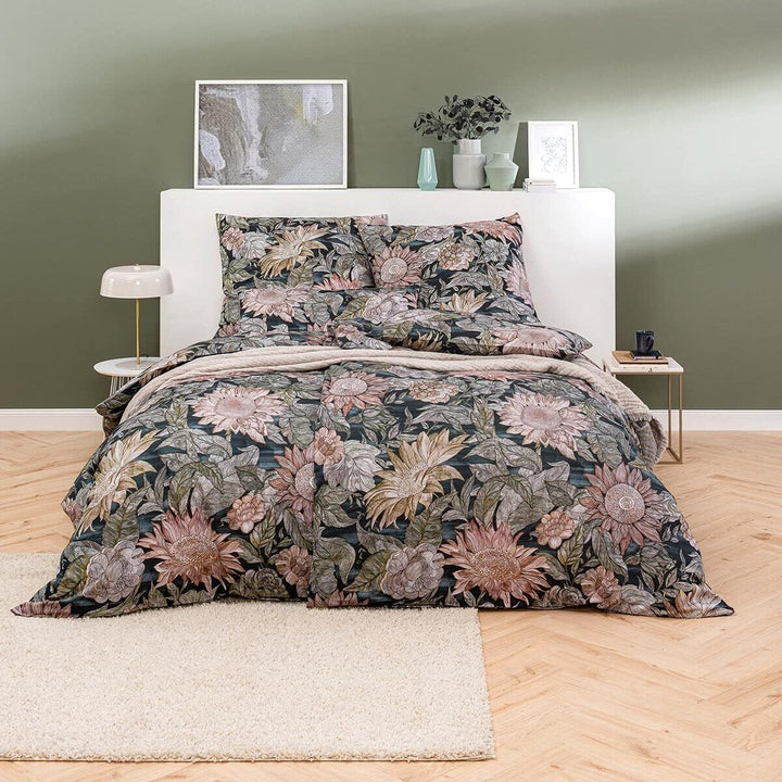 ESTELLA Mako-Satin Bettwäsche Willa Nachtblau 135x200 cm + 80x80 cm + 40x80 cm