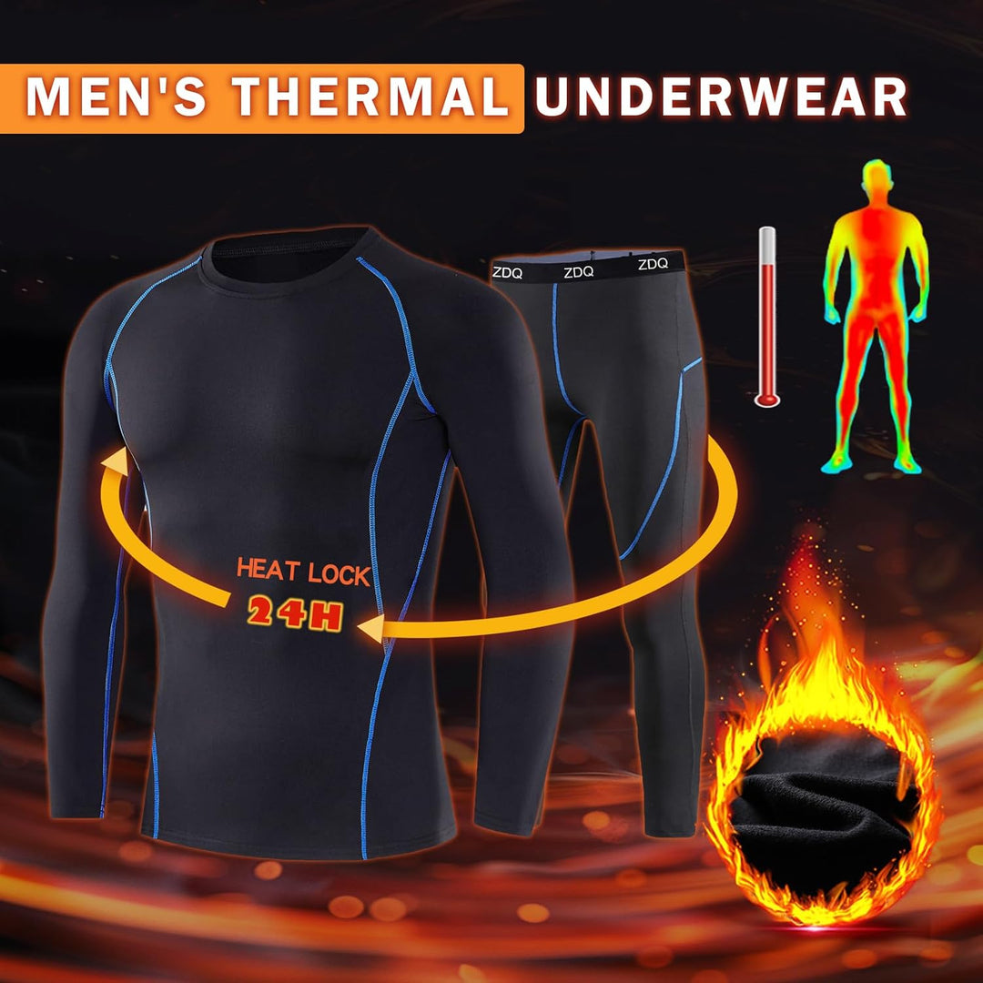 Thermounterwäsche Herren Winter Skiunterwäsche Set Atmungsaktiv Funktionsunterwäsche, Gr.S-XXL, M Bl