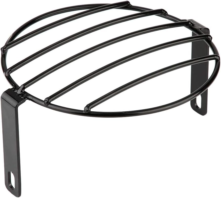 Reminnbor Scheinwerfergrillabdeckung 7inch Retro Metall Motorradgrill Seitenmontage Scheinwerferabde