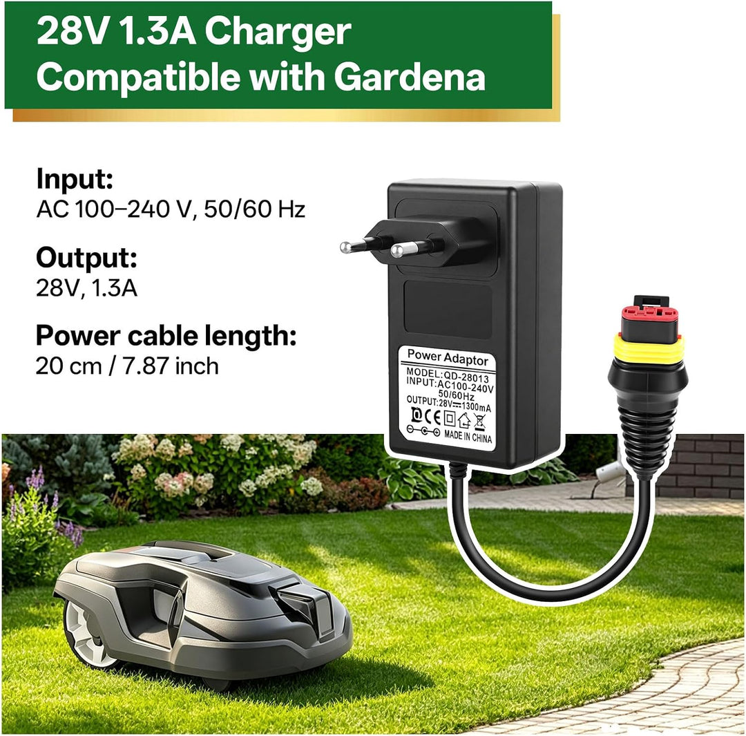 28 V 1,3A Adapter Rasenmäher Netzteil, Kompatibel mit Husqvarna Automower 105, 310, 315, 315X Mährob
