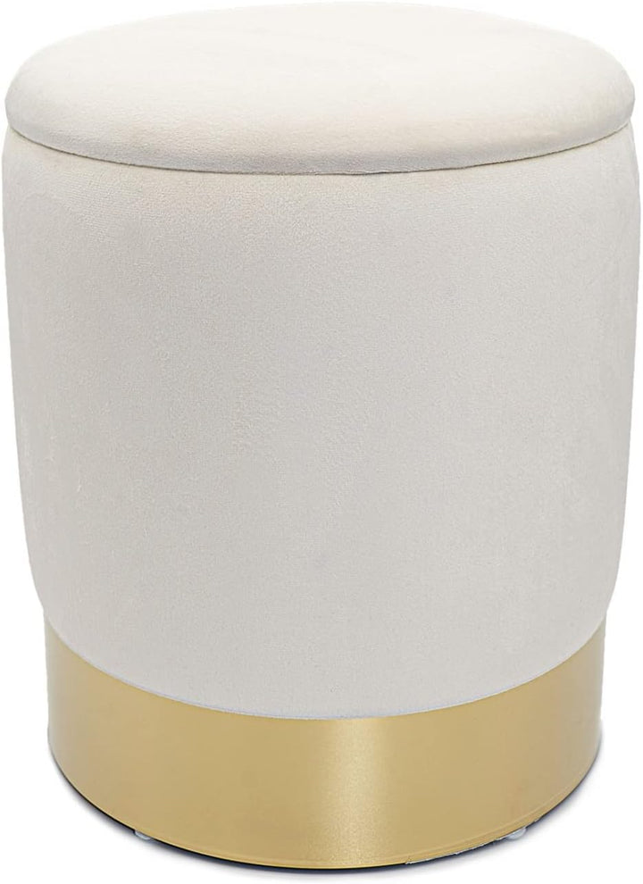 casamia Samthocker mit Stauraum Ø 31 H 38 cm Deko Hocker Samt Verlour Hocker Gold Hocker Schminktisc