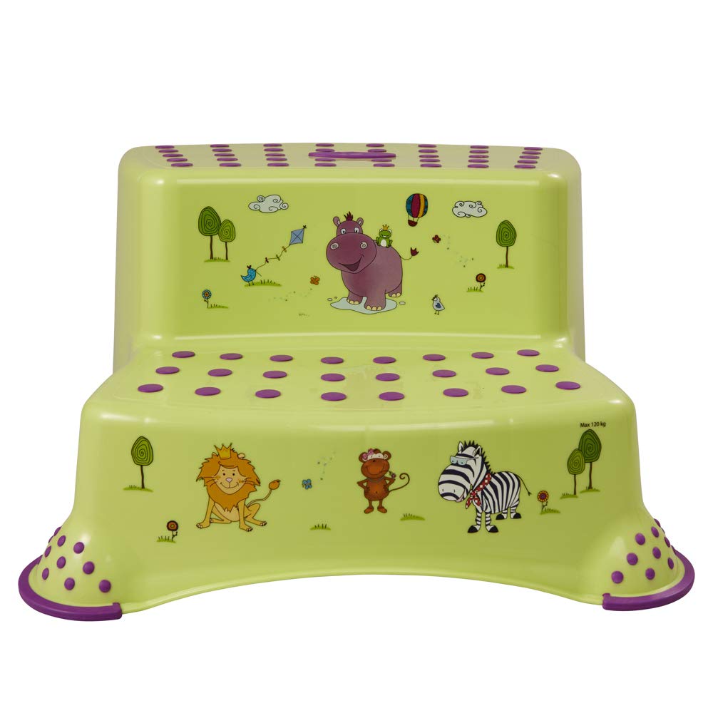 keeeper Hippo Zweistufiger Tritthocker, Ab ca. 3 bis ca. 14 Jahre, Anti-Rutsch-Funktion, Igor, Grün