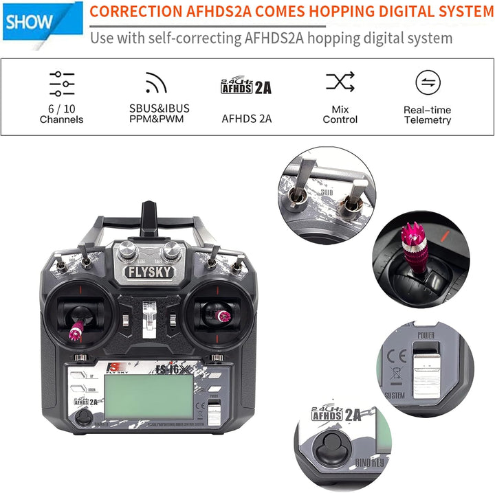 FLYSKY FS-i6X 10CH 2,4GHz RC Sender Controller mit iA6B Empfänger Upgrade Kabel für RC Boot Racing D