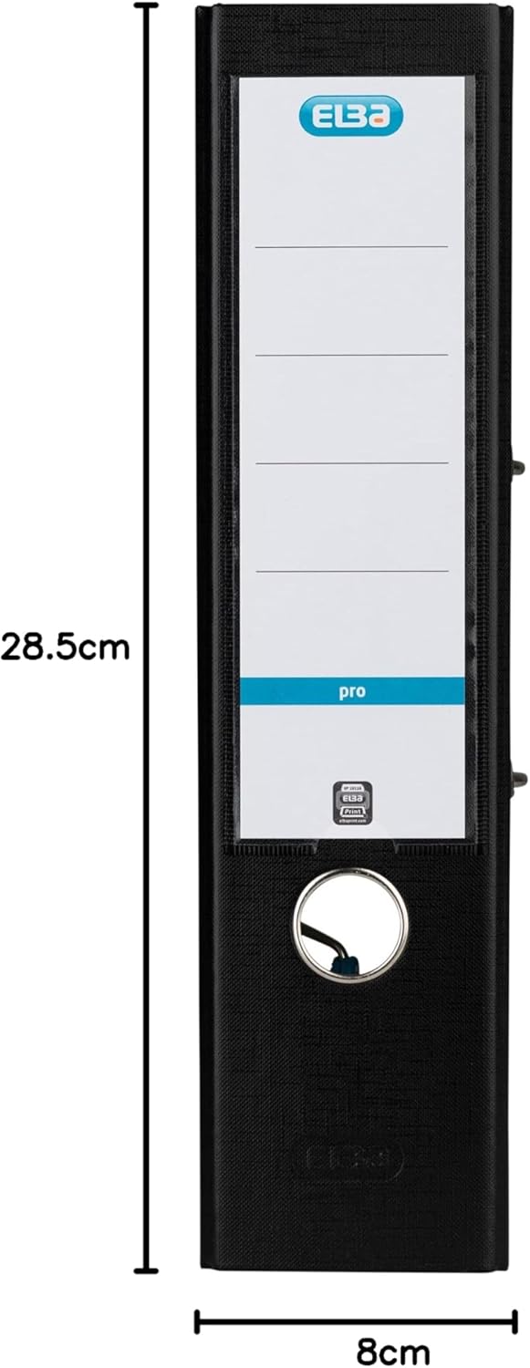 Elba Ordner A4, Smart Pro, 8 cm breit, Kunststoff aussen, schwarz, 10 Stück schwarz A4, breit, schwa