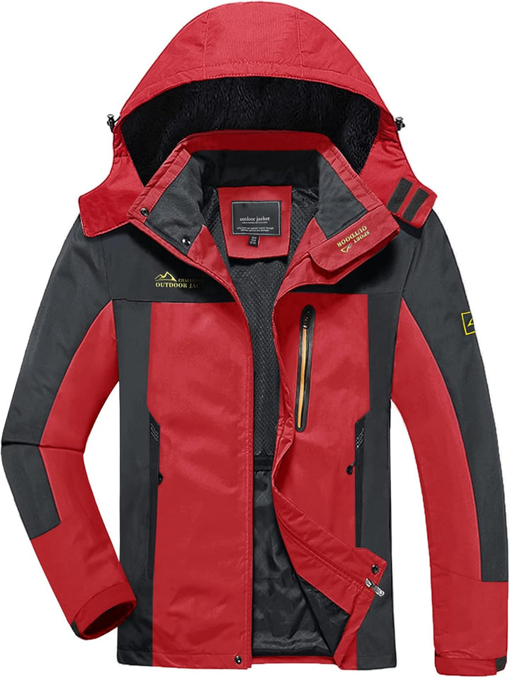 KEFITEVD Softshelljacke Herren Wasserabweisende Funktionsjacke mit Abnehmbarer Kapuze Leichte Outdoo