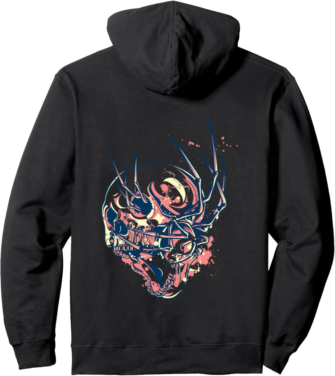 Skull face spider Vintage Art Pullover Hoodie