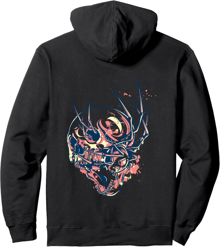 Skull face spider Vintage Art Pullover Hoodie