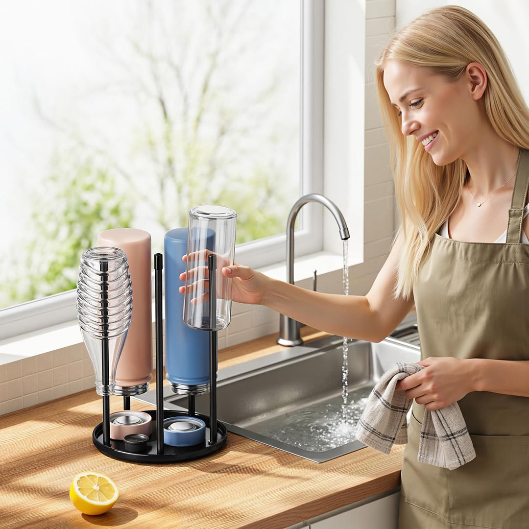 Flaschenhalter für SodaStream Crystal – Keramik Abtropfständer mit Abtropfgestell und Abtropfwanne f