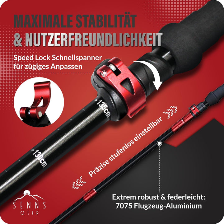 Wanderstöcke faltbar Aluminium inkl. Tasche | Extra stabile Nordic Walking Stöcke Damen & Herren mit