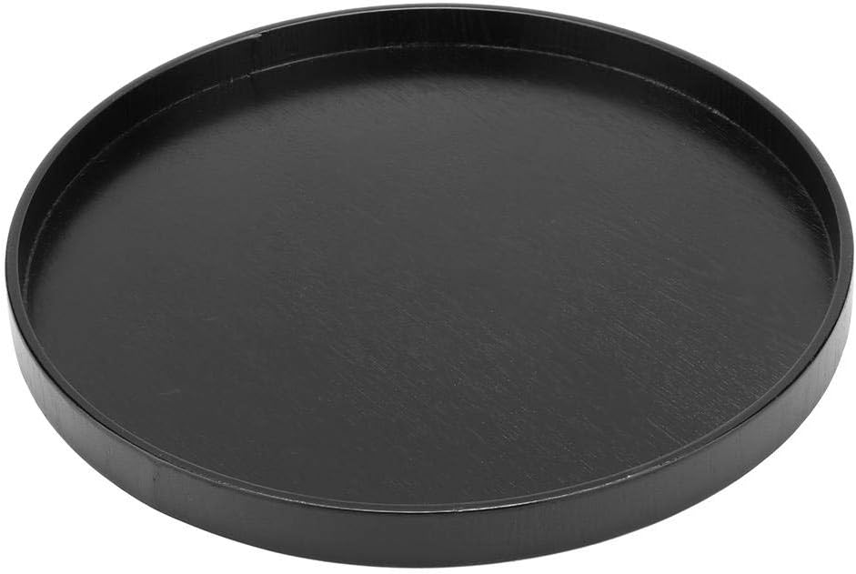 Serviertablett, runder schwarzer rutschfester hölzerner Tee-Tablett-Serviertisch für die Verwendung