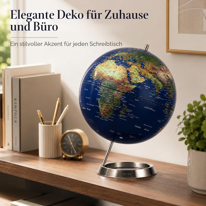 Exerz 25cm Metallic Globus mit einem Rostfreier Stahl Verpackung in hochwertiger Kraftbox, ideal zum