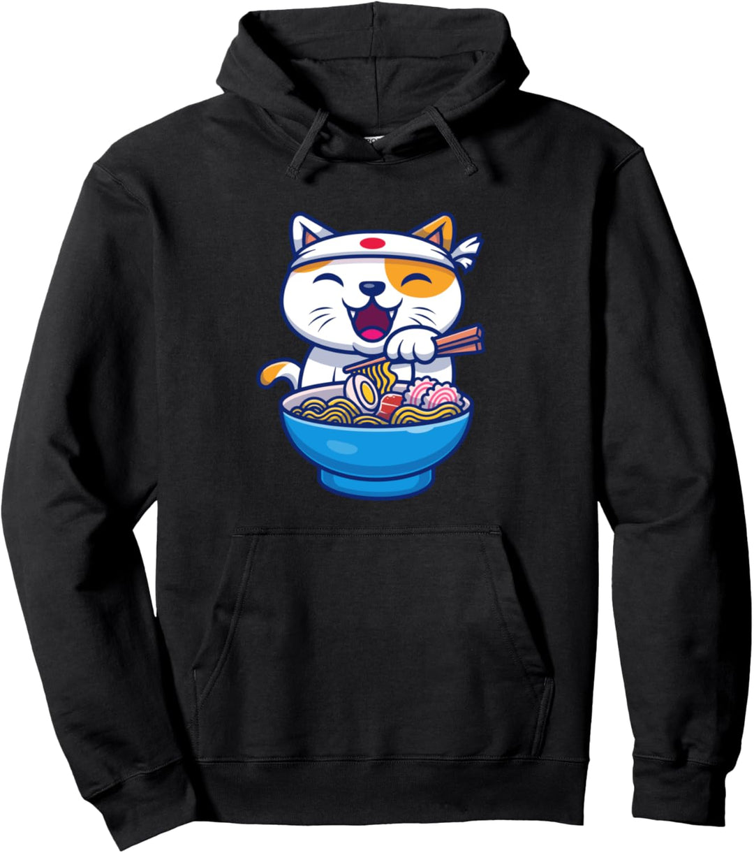 Anime Deko Weeb Japan Kawaii Japanische Ramen Nudeln Katze Pullover Hoodie